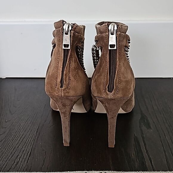Dolce Vita Kendal Almond Brown Suede Chain Detail High Heel Ankle Boots Size 7 - Picture 5 of 10